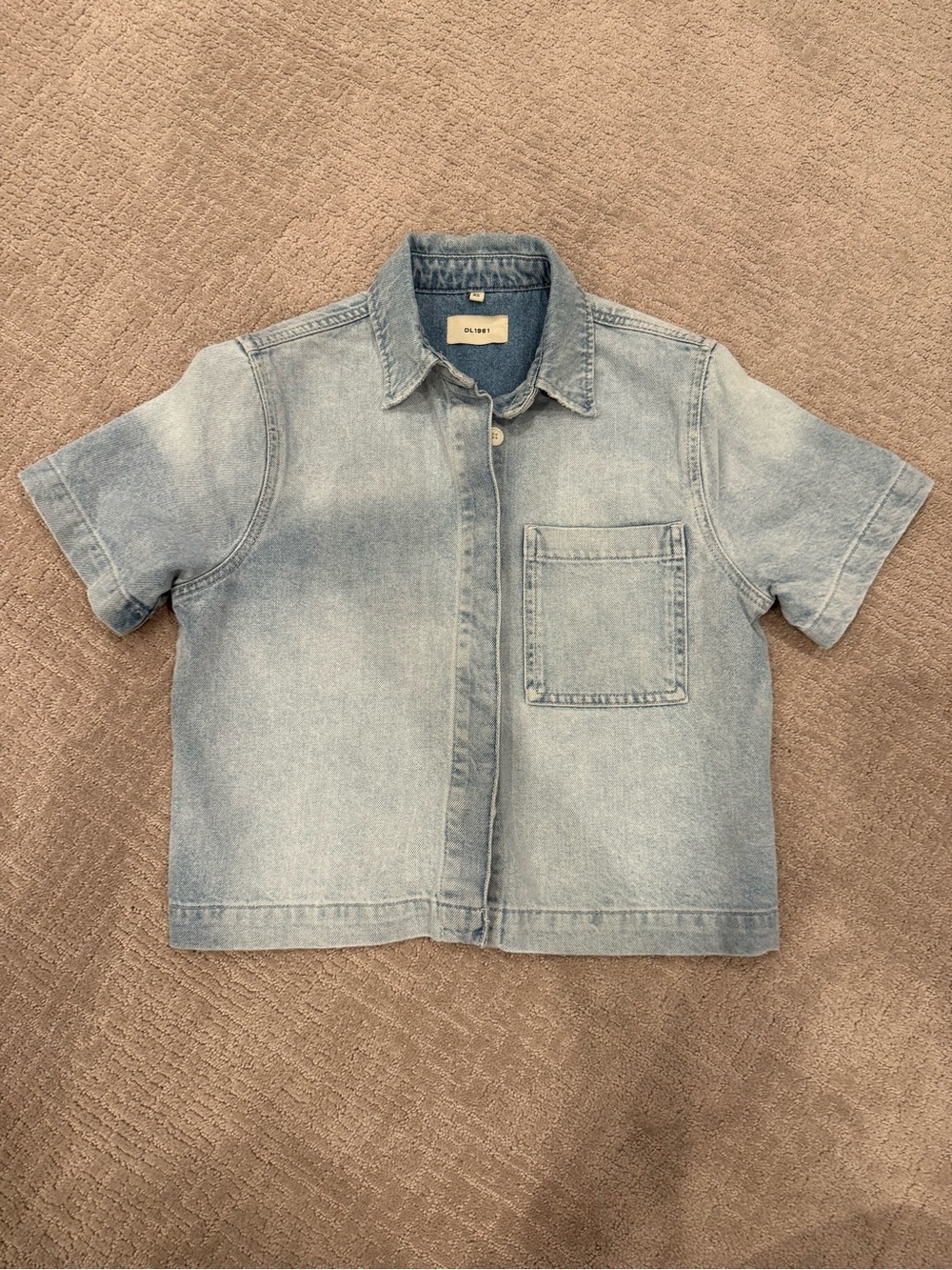 DL1961 Light Wash Denim Short-Sleeve Button-Front Shirt